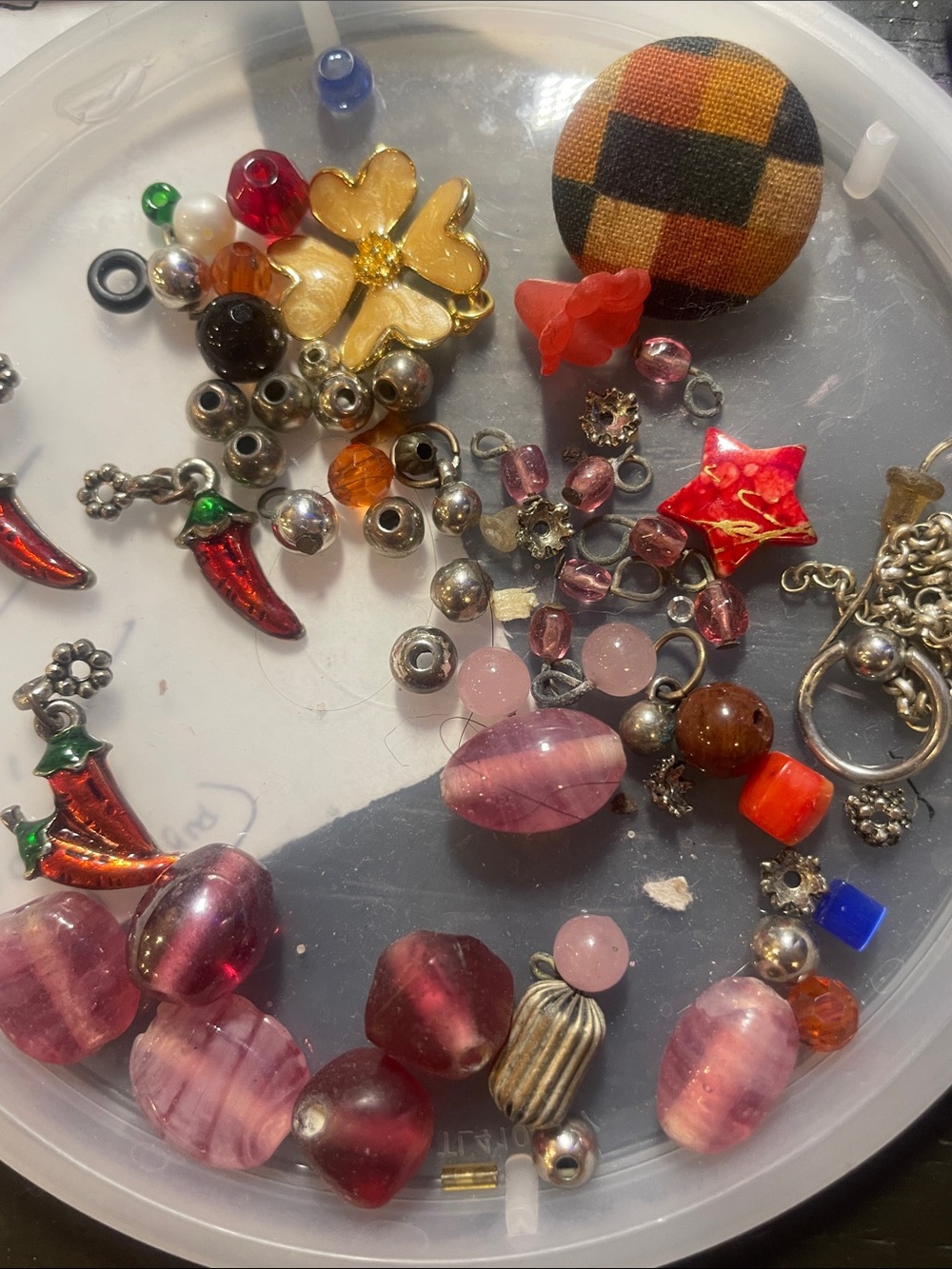 Mixed Pink Glass Bead Charm Set for Women Jewelry